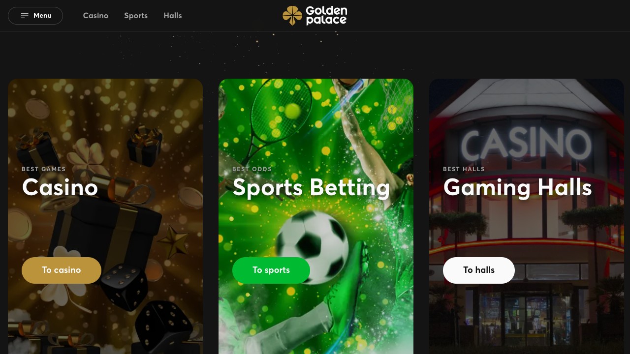 Golden Palace casino homepage screenshot