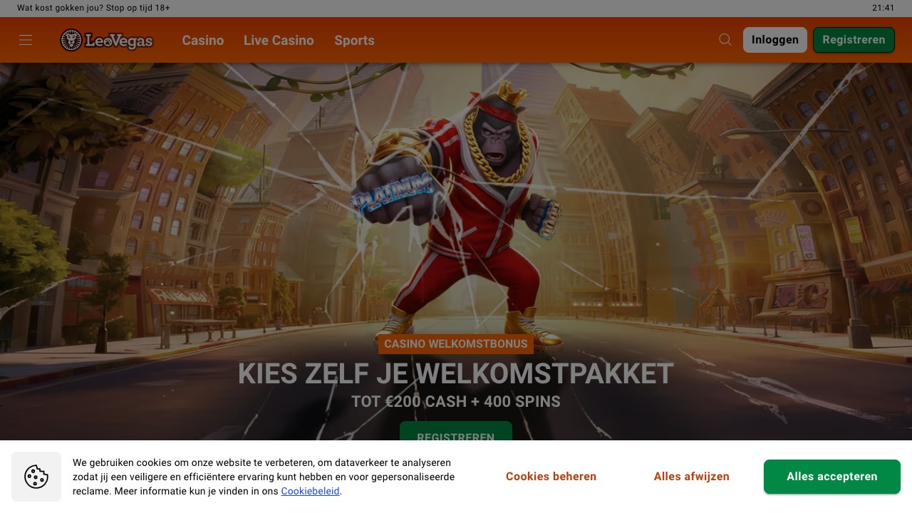 LeoVegas homepage screenshot